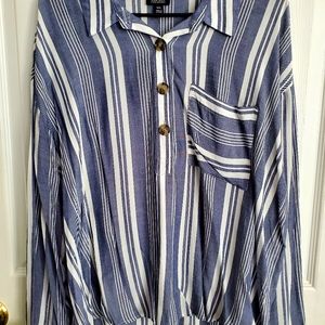 NWT a.n.a Blue and White Striped Top XXL